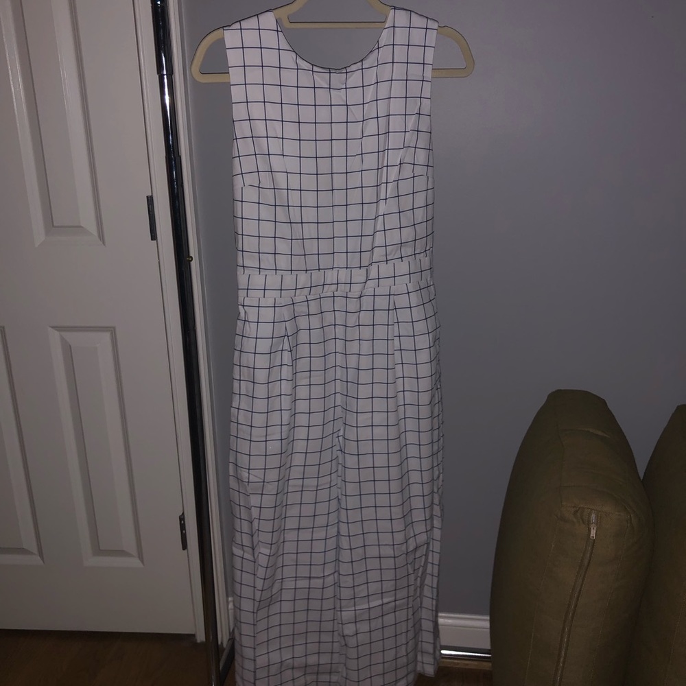 Blue and White Striped Jumpsuit